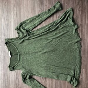 Green Shirt with Open Shoulders